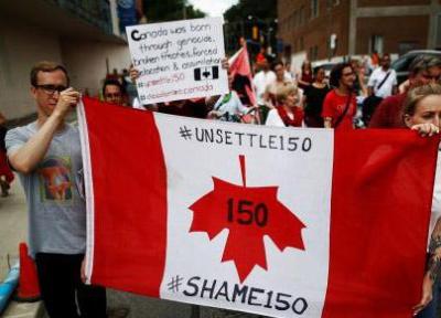 تظاهرات اعتراض آمیز بومیان کانادا به 150 سال نسل کشی در سالروز استقلال این کشور